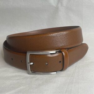 Johnson Murphy Etched Italian Leather Dress Belt Men’s Size 38 Tanned Brown